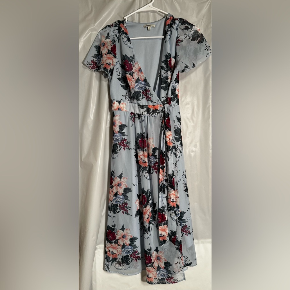 Charlotte Russe Floral Maxi Dress - Light Blue and Multicolor
